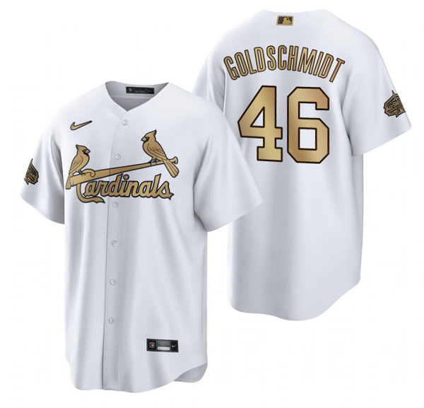 Men's St. Louis Cardinals #46 Paul Goldschmidt 2022 All-Star White Cool Base Stitched Baseball Jersey Men's St. Louis Cardinals #46 Paul Goldschmidt 2022 All-Star White Cool Base Stitched Baseball Jersey